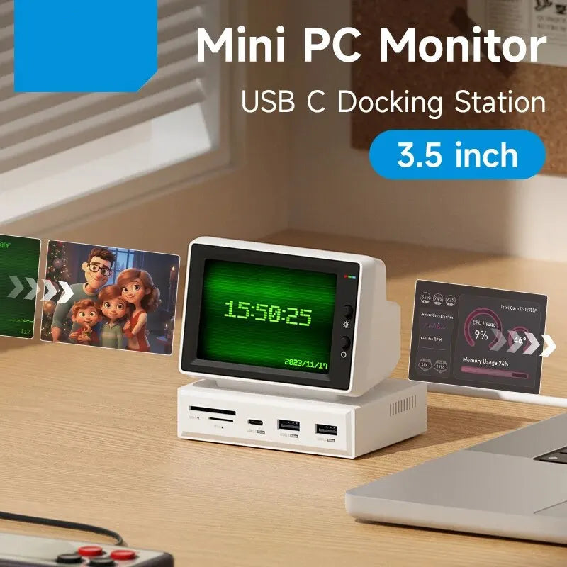 🖥 3.5" IPS Mini Monitor ⚙️ with USB-C Hub – AIDA64 Sub Display for PC & Mac 💡